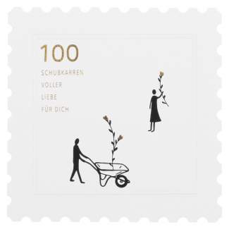 Briefmarkenkarten "100 Schubkarren" 