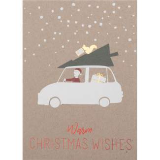 Weihnachtsautokarte "Warm christmas wishes" 