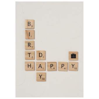 Holzbuchstabenkarte "Happy Birthday" 